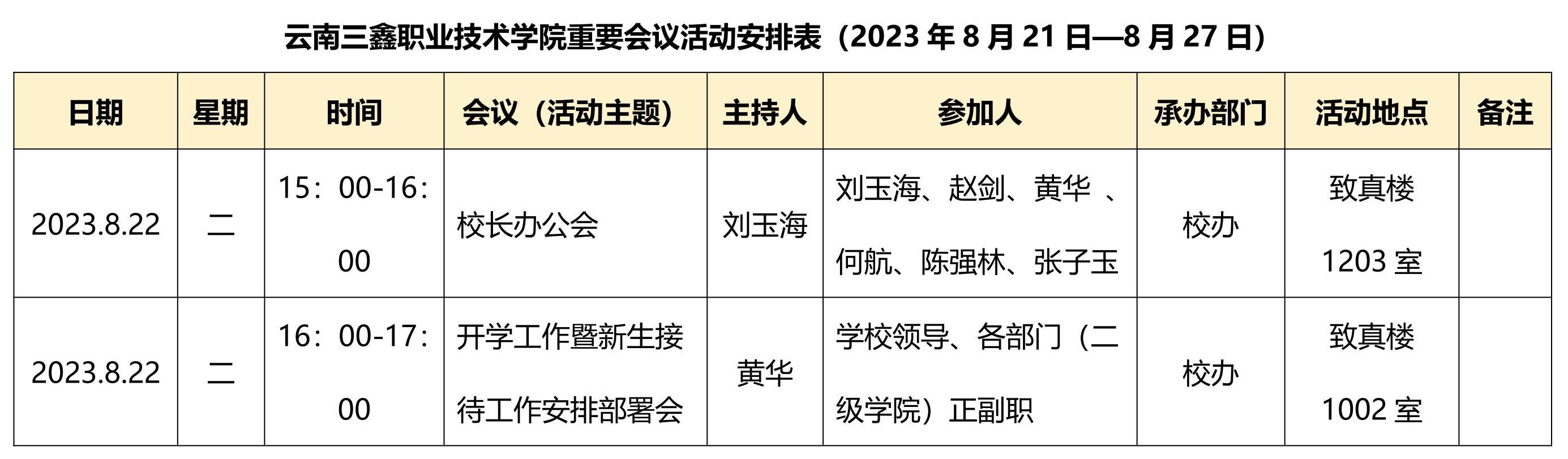 麻花痘精国品在线入口重要会议活动安排表（2023年8月21日—8月27日）